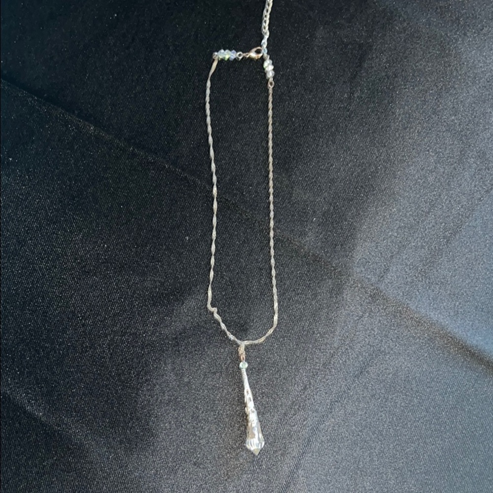Minimalist Silver Necklace with Elongated Pendant